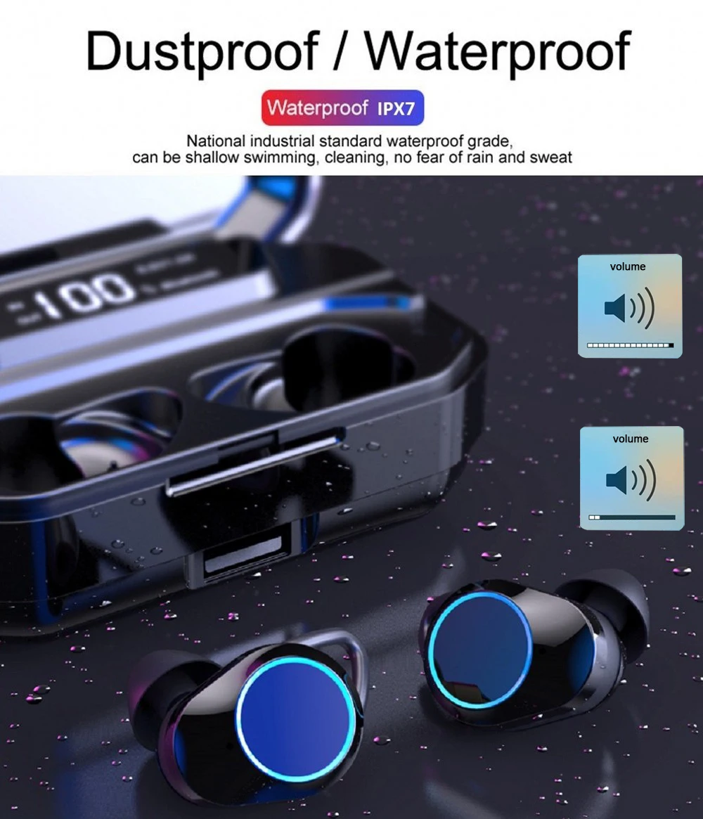 G02 TWS 5,0 Bluetooth 6D стерео наушники беспроводные наушники IPX7 водонепроницаемые наушники 3300 мАч светодиодный дисплей Smart power Bank