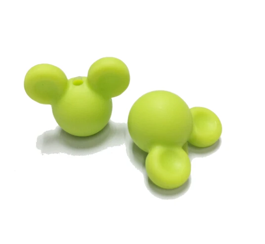 lime 10 шт./лот, Детские бусины Микки для прорезывания зубов, Мультяшные силиконовые бусины для ожерелья, не содержит Бисероплетение, силиконовые бусины для кормления, сделай сам - Цвет: lime