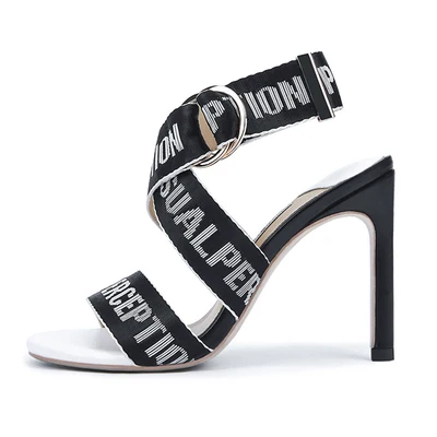 Женские сандалии 2019 пикантные с лентой и надписью красная Летняя женская обувь