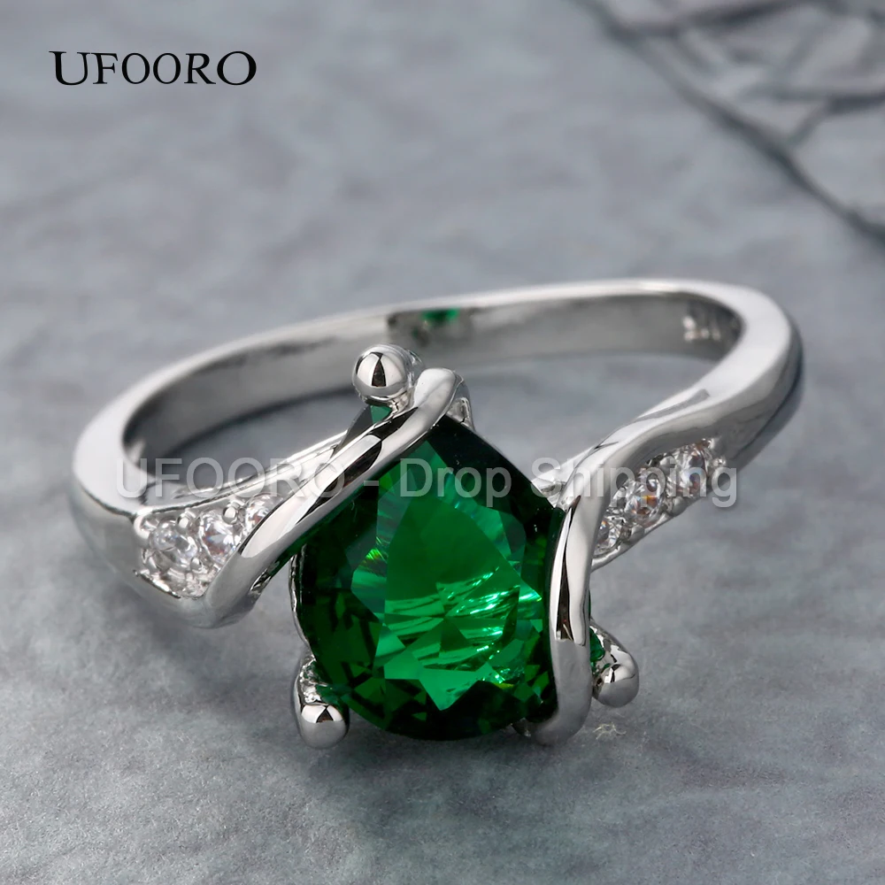 UFOORO водное кольцо 6 ct Циркон с микро проложенным горным хрусталем вокруг