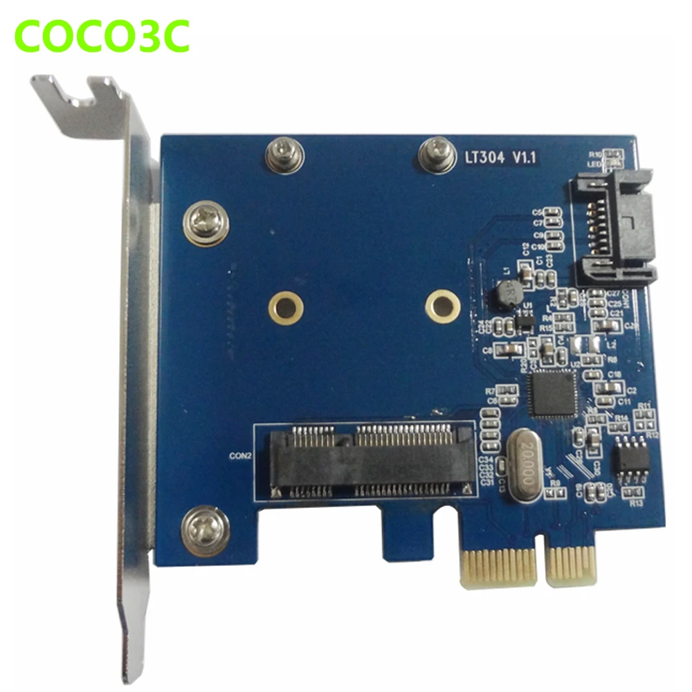 SATA III + mSATA слот PCI e карта для настольного ПК 6 Гбит/с 3 0 HDD mini SSD к Express чипсет ASM1061|card