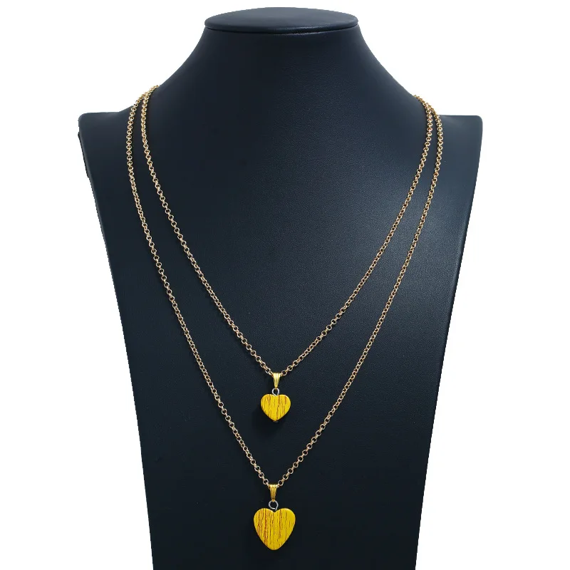 European and American Geometry Acrylic Heart Necklace Simple Yellow Double Peandant Necklaces For Women Gifts Jewelry 2019 | Украшения и