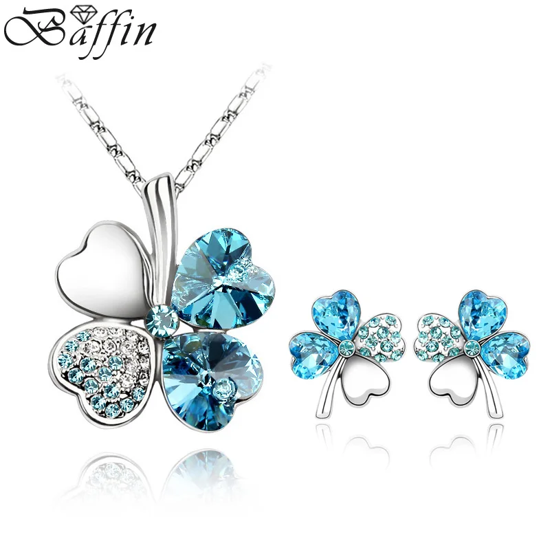 Женские Классические Ювелирные наборы с кристаллами Сваровски вечерние серьги