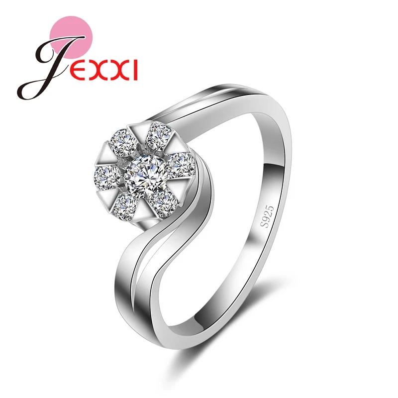 

New Fashion Jewelry Rings For Women White CZ Crystal Finger Ring 925 Sterling Silver Engagement Party Rings For Female