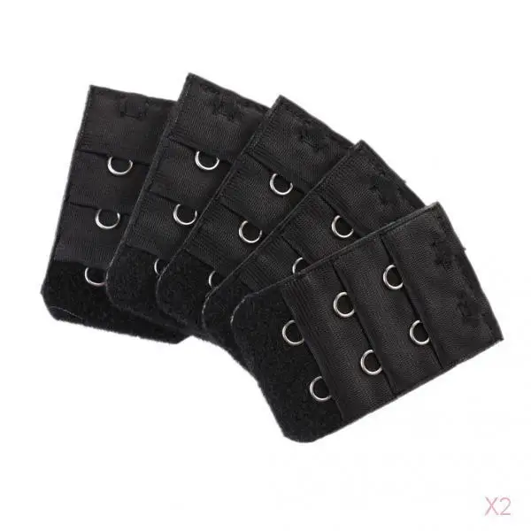 5pcs black 10 шт., 5 шт., удлинитель для бюстгальтера, 2 крючка, 3 крючка, сексуальный женский бюстгальтер, лента для увеличения спины, с пряжкой, на бретелях, soutien gorge femme - Color: 5pcs black