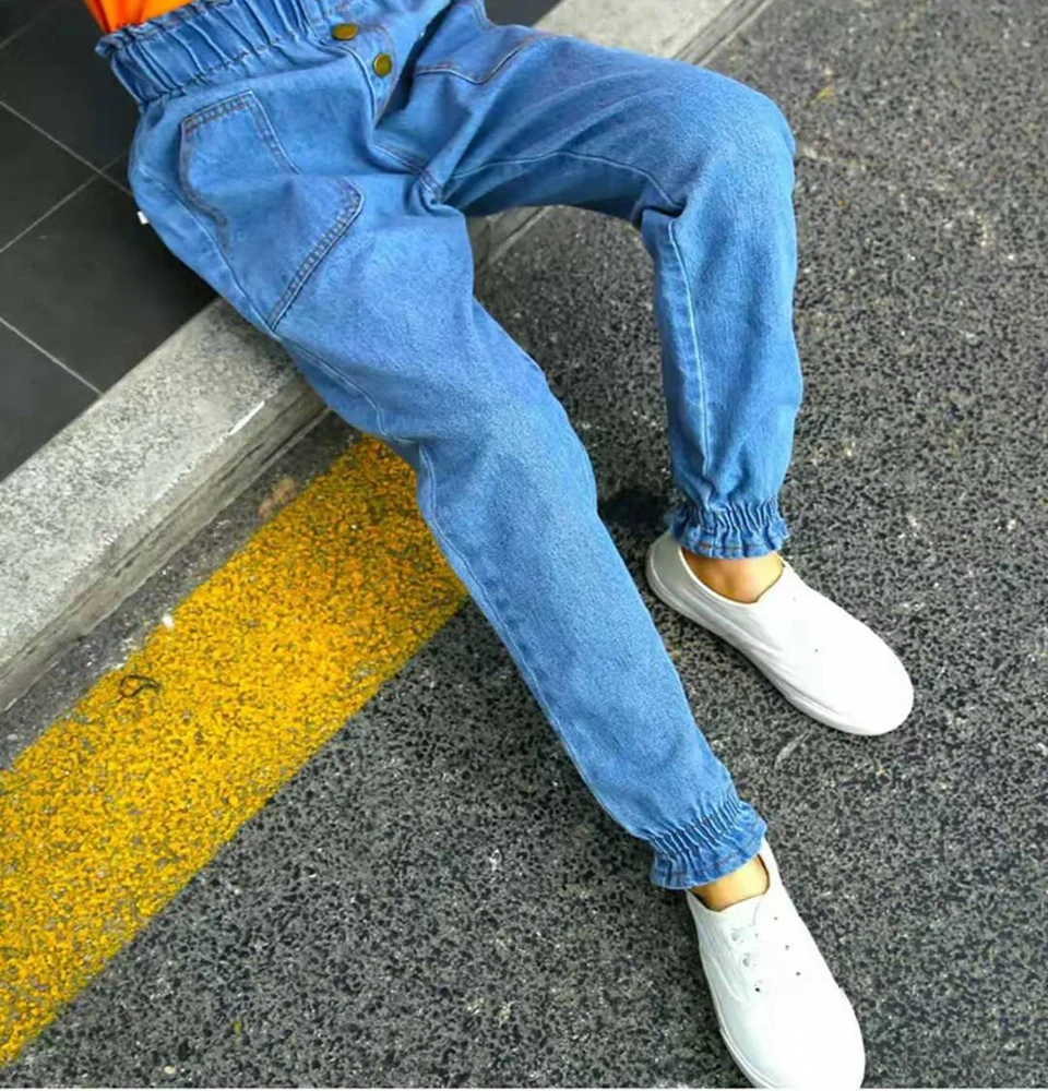 Детские хлопковые брюки для девочек на Возраст 4 13 лет|Джинсы| |