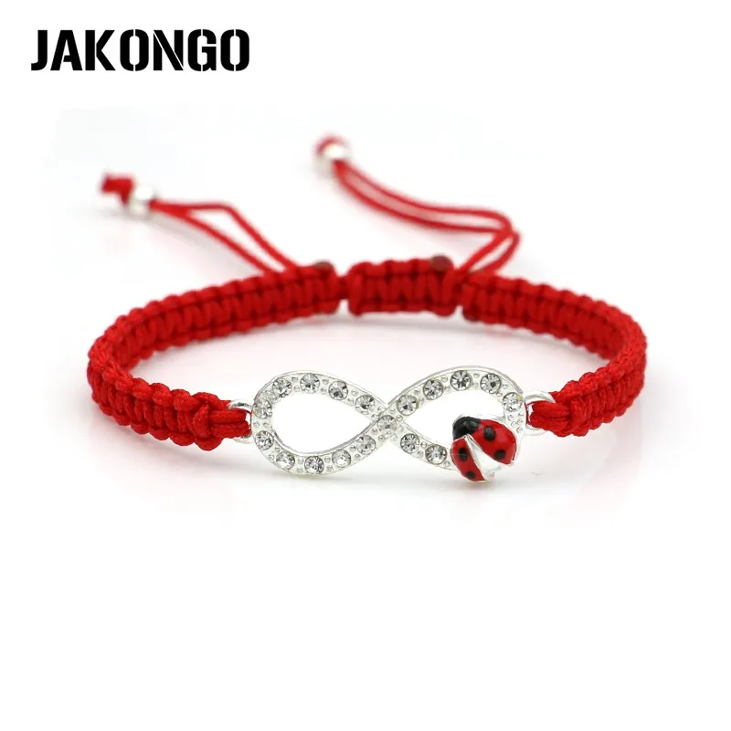 

JAKONGO Infinity Ladybug Love Charm Bracelet Braided Red Rope Bracelet for Women Men Adjustable Handmade Bracelet