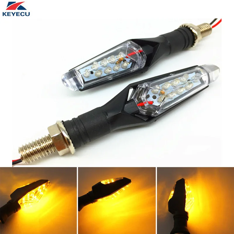 

KEYECU 2Pcs Universal 9LED Motorcycle Waterproof Amber Turn Signals Indicator Light Blinker Lamp for Harley Honda Yamaha Suzuki