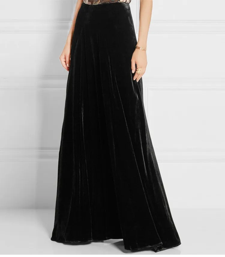 WBCTW индивидуальные длинные бархатные Женская юбка в складки весна Винтаж