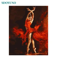 sdoyuno frame dancer diy painting by numbers figure painting acrylic paint on canvas modern wall art paint by number for home