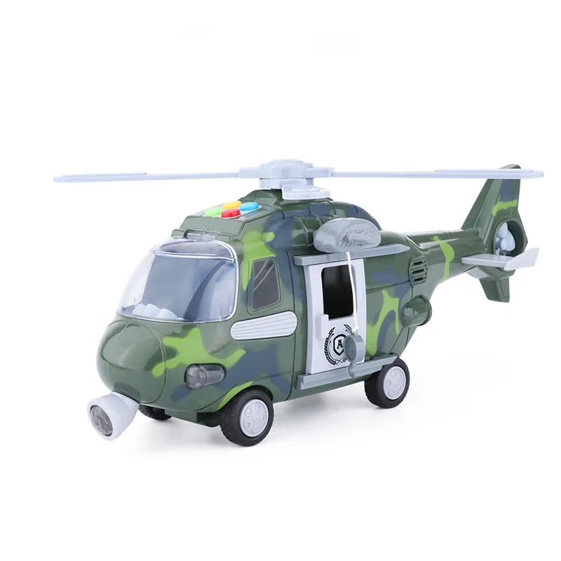 Army Green Детская музыкальная история, имитирующий вертолет, инерционный, детская игрушка, для хранения самолетов, с открытым водителем, Пожарная, спасательная, музыкальная игрушка, автомобиль - Цвет: Army Green