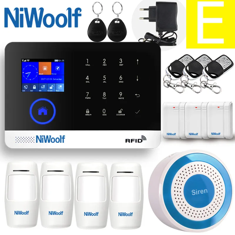 E 433 МГц wifi GSM домашняя охранная сигнализация Android IOS приложение сенсорная клавиатура Английский Русский Испанский Немецкий польский итальянский французский - Цвет: E