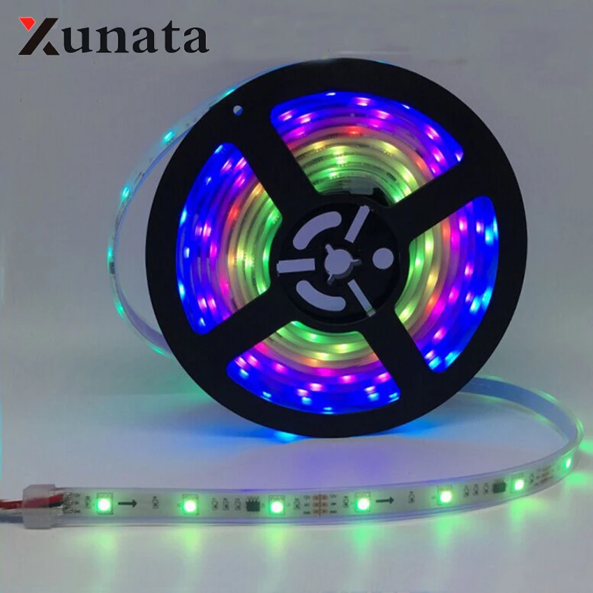 Лучшая цена 1 м 5 Адресуемая WS2811 5050 полноцветная RGB светодиодная Пиксельная полоса