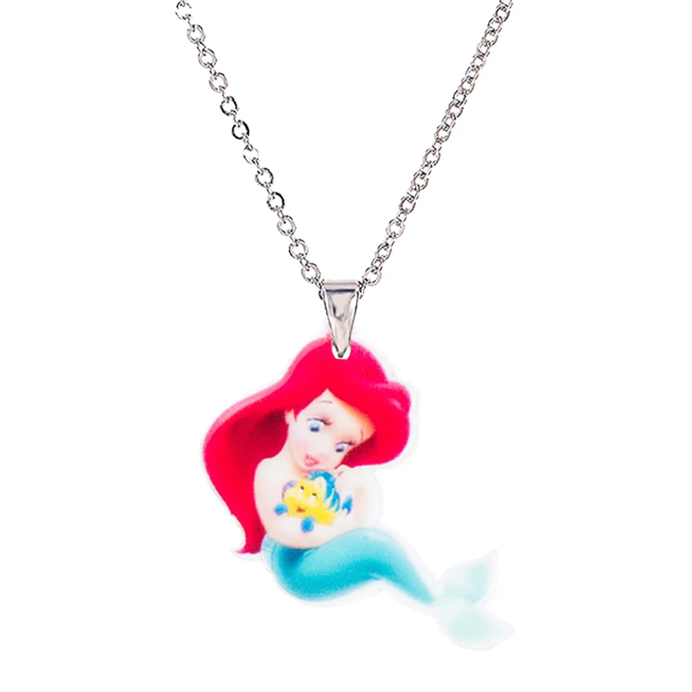 DLP38 Menglina акрил мультфильм Kawaii милая девочка принцесса Подвеска Ожерелье девочки Серебристая цепь смола подвеска Collier Femme - Окраска металла: DLP38