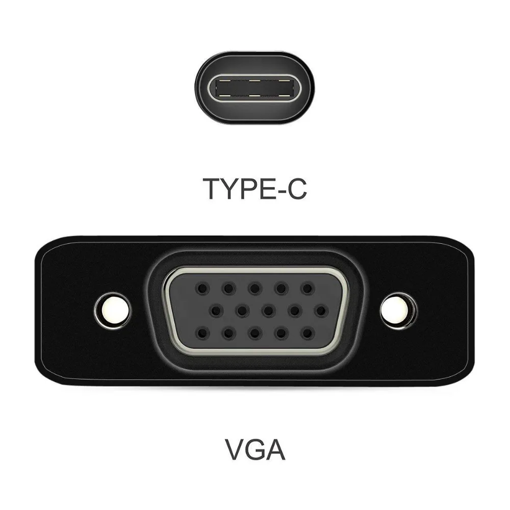 Адаптер USB 3 1 Type C (USB-C)-VGA совместим с Thunderbolt конвертер алюминиевым корпусом для