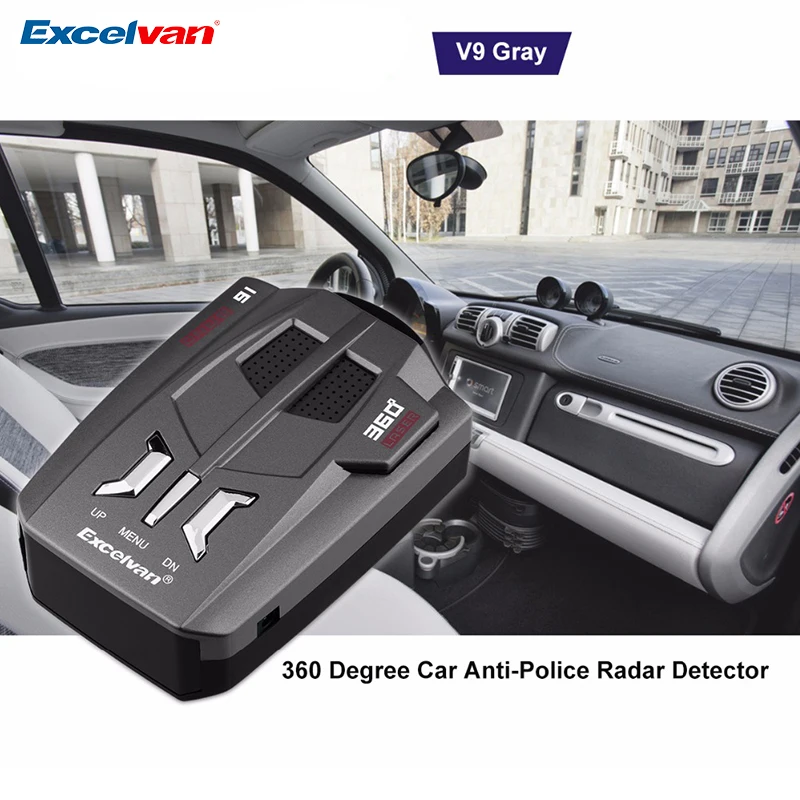 Автомобильный радар детектор Excelvan V9 360 градусов 16 диапазонов светодиодный