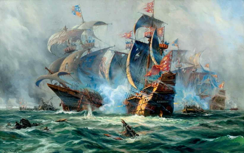 

Best Gift Home Decor Ship Naval Battle Oil Painting Picture Printed On Canvas ForLiving Room