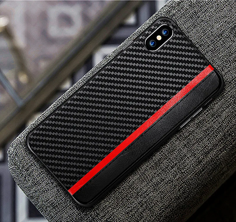 Для iphone X чехол из углеродного волокна+ искусственная кожа деловой стиль жесткий чехол для телефона для iphone 6 6s 7 8 plus и apple XR XS MAX чехол
