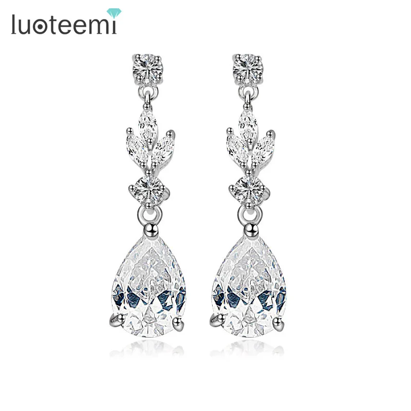Новые женские модные элегантные свадебные серьги LUOTEEMI подвески с кубическим
