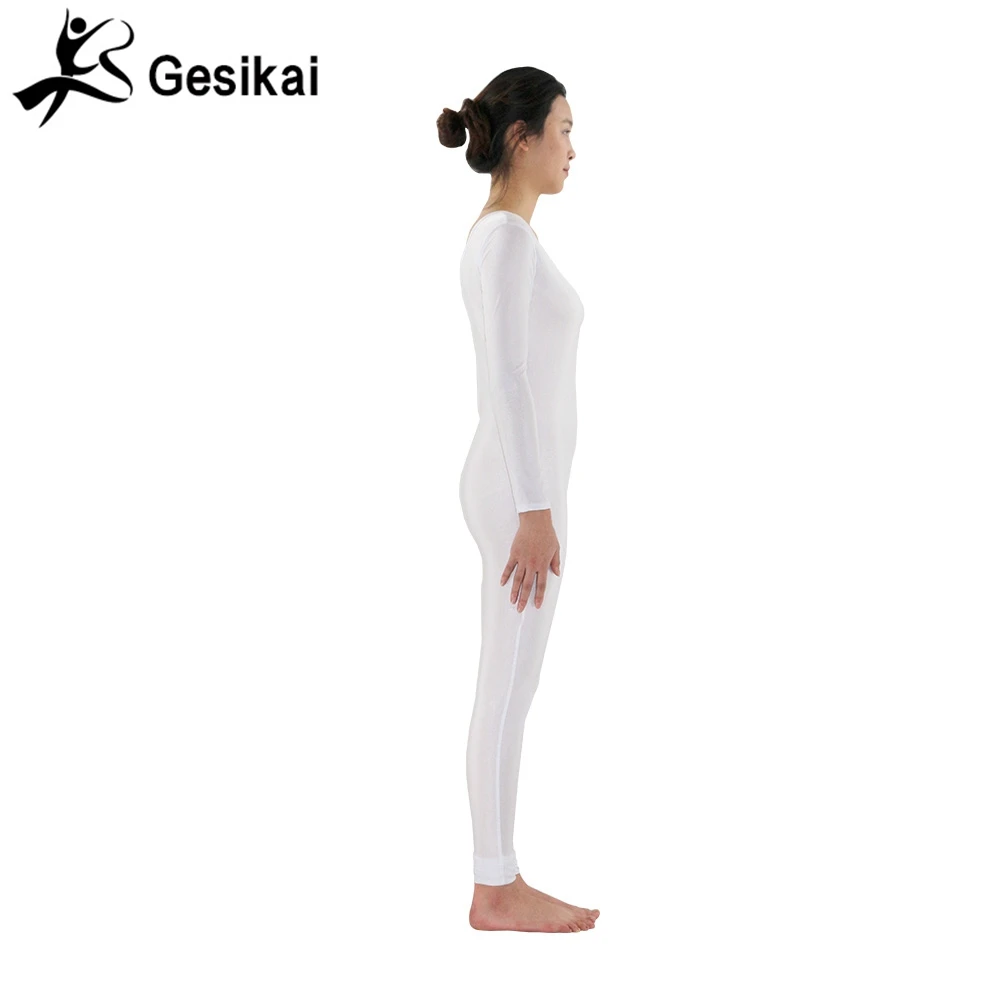 Женские белые костюмы для йоги гимнастические спандекс лайкра круглый воротник
