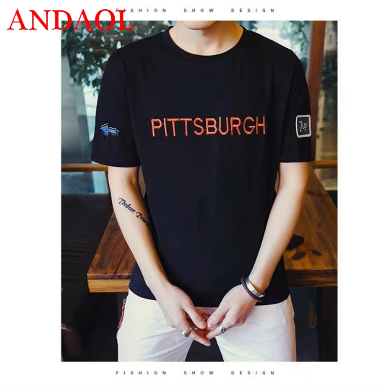 Мужские повседневные футболки ANDAOL хлопковая тонкая футболка наивысшего