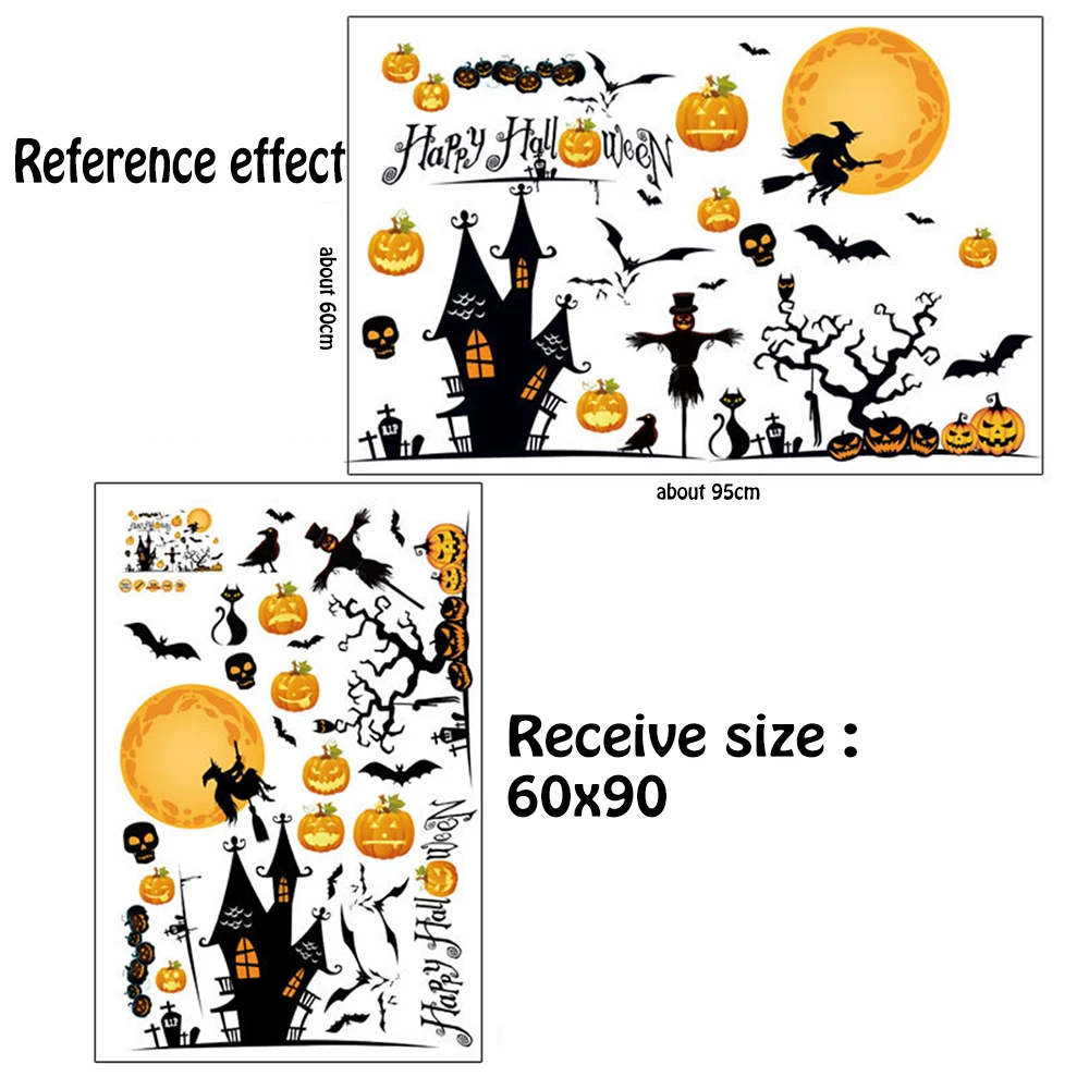

Creative Halloween Stickers Party Decoration DIY Removable Waterproof PVC Art Wall Stickers Festival Poster Home Decor HG0161