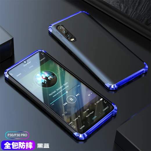 P30 Black Blue Высококлассный противоударный чехол для huawei P30PRO с металлической рамкой из поликарбоната, бампер из алюминиевого сплава P30 Pro, Текстурированный чехол - Цвет: P30 Black Blue
