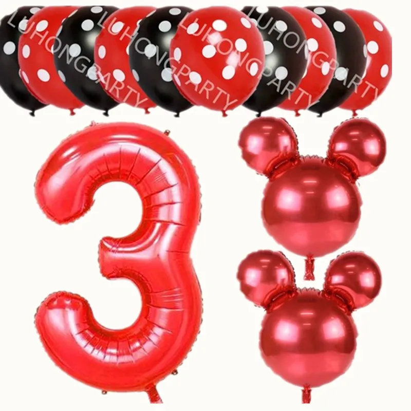 Новинка, 13 шт., шары из фольги с изображением Микки и Минни, 1, 2, 3, 4, 5 штук, партия гелиевых латексных шаров, Детские шары для вечеринки на день рождения, декоративные принадлежности, детские игрушки - Цвет: red 3
