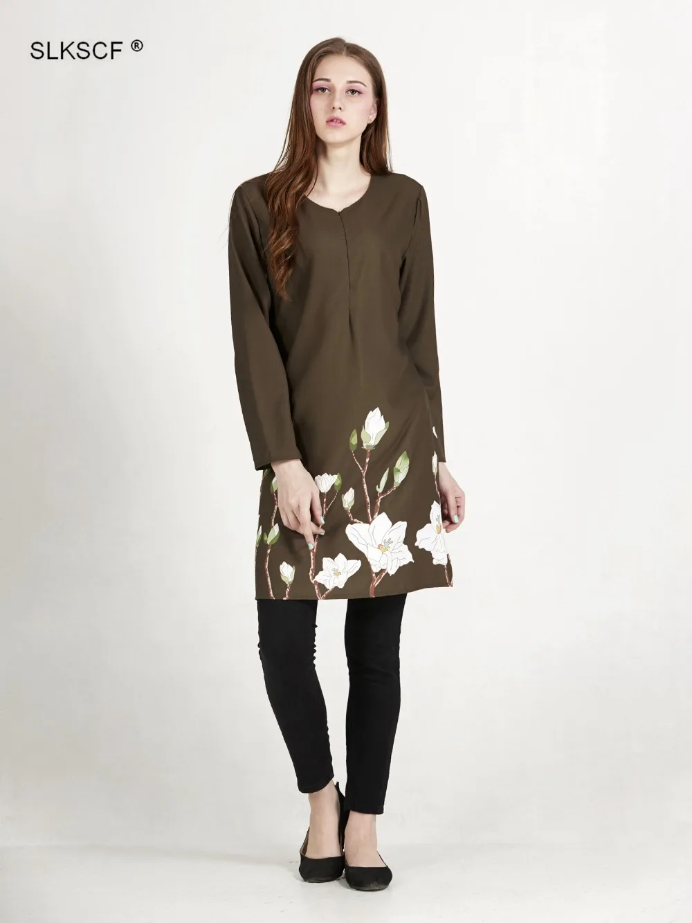 [SLKSCF] мода мусульманский средней длины рубашка платье Исламская одежда для