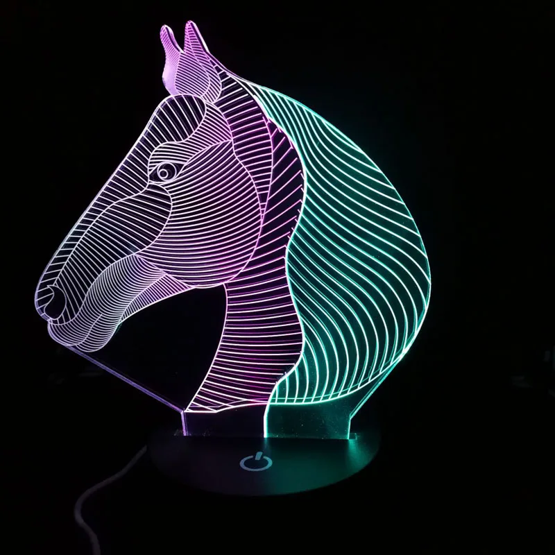 Новая Лошадь 3D ночник креативный 3 D лампа визуальное освещение для украшения комнаты рождественский подарок, новинка для малышей