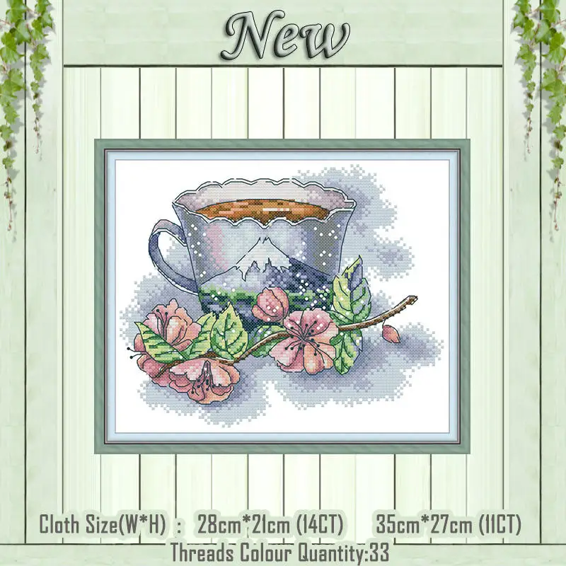 Japanese teacup Декорации teacup французский цветочный diy картина Счетный принт на холсте DMC 11CT 14CT наборы вышивки крестиком наборы для рукоделия - Цвет: Japanese teacup
