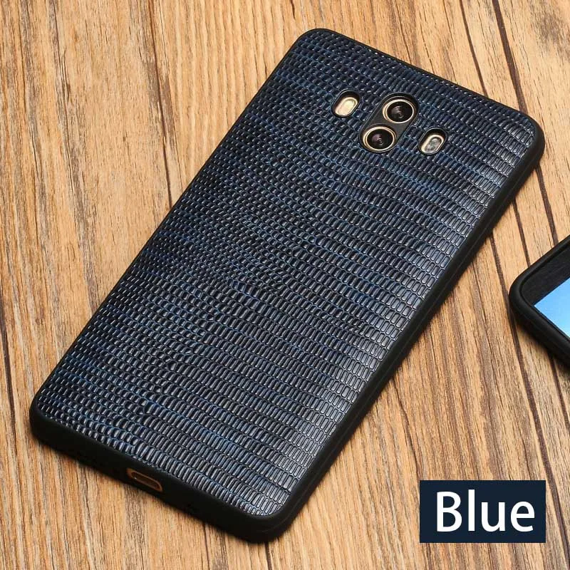 Blue Чехол для телефона из натуральной кожи для huawei mate 8 9 10 текстура кожи ящерицы мягкая оболочка для P10 P20 Lite Honor V9 V10 задняя крышка - Цвет: Blue