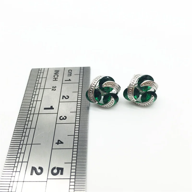 Super Design Round Green Jewelry Sets Women Silver Necklace &amp Pendant Earrings Rings Size 6 7 8 9 Free shipping | Украшения и