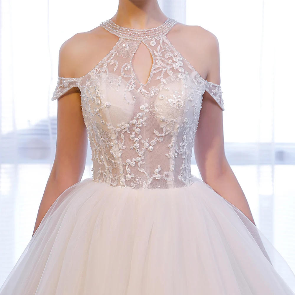 Женское платье принцессы с лямкой на шее и открытой спиной иллюзионный лиф