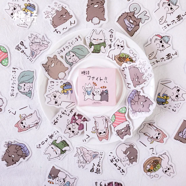 Kawaii Cat коллекция бумаги маленький дневник мини японский милый коробка наклейки Набор Скрапбукинг милые хлопья журнал канцелярские принадлежности
