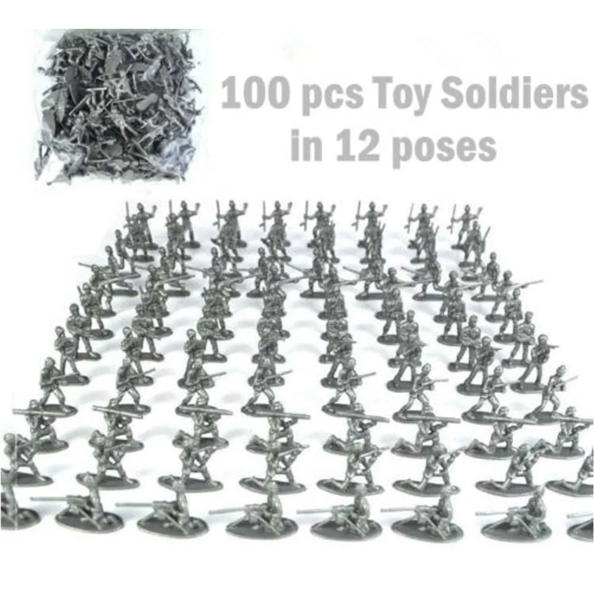 100 шт./компл. военный Пластик игрушка армии США Для мужчин цифры 12 представляет Подарочная игрушка модель трансформаторы приобретаемые форму игрушки для мальчиков - Цвет: Серебристый