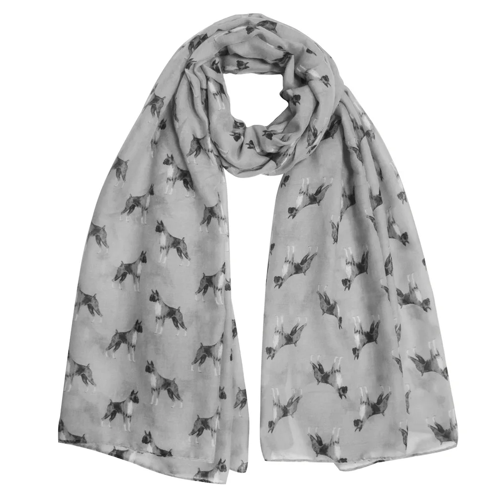 taupe grey Боксер собака животное печати женский шарф шаль обернуть подарок мягкий легкий - Цвет: taupe grey
