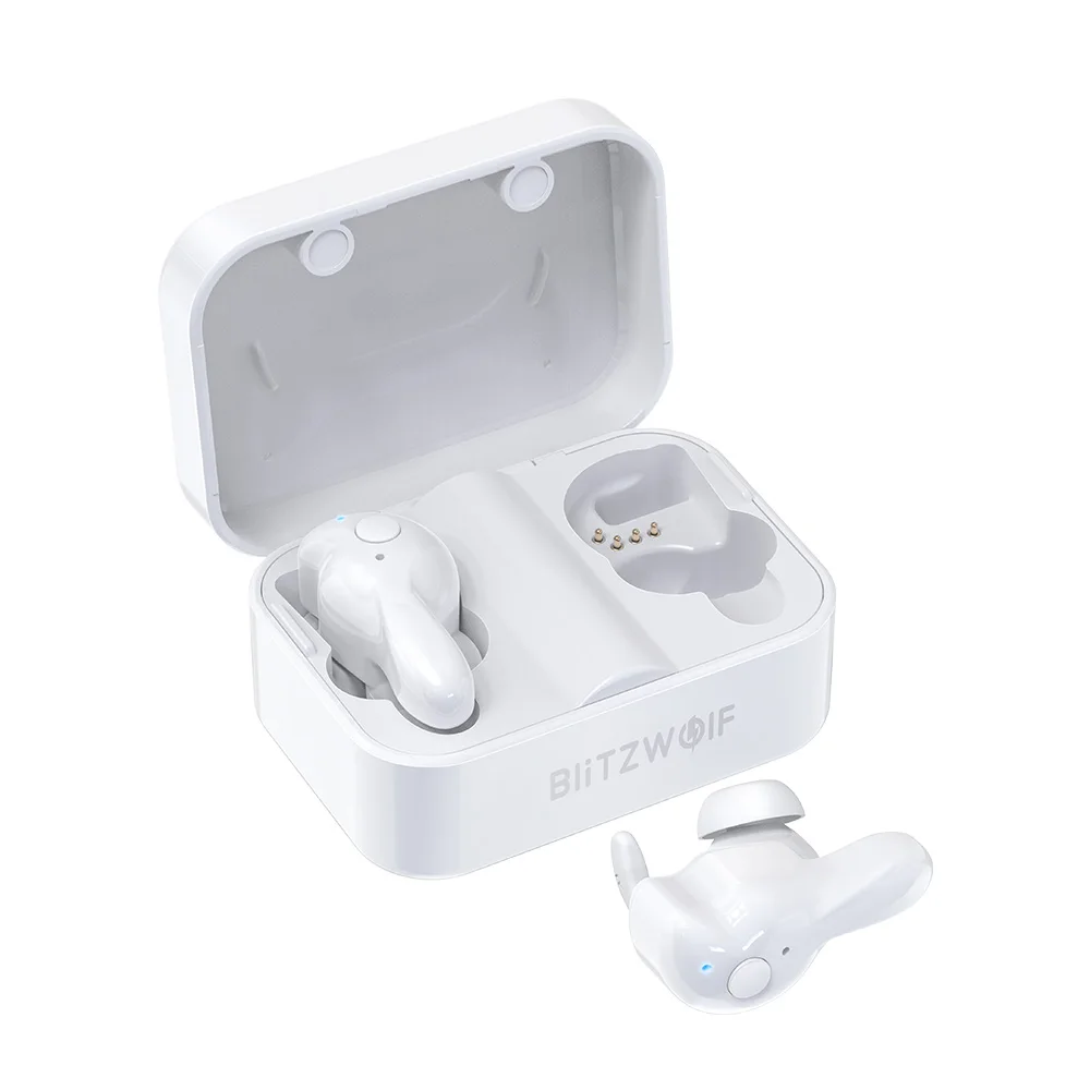 [Белый] Blitzwolf BW-FYE1 TWS Беспроводные Bluetooth 5,0 наушники двусторонний вызов Авто паринг стерео наушники-вкладыши с зарядным устройством - Цвет: Белый