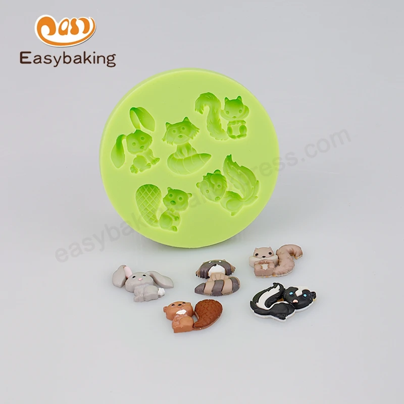 Силиконовые формы для мастики кролик Тануки белка джунгли животные|mould for|silicone