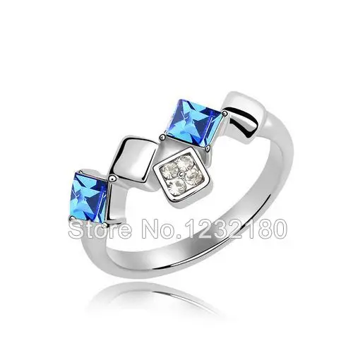 Fashion Purple 3.70g Wedding Bands Romantic Gold Plated Austrian Crystal Geometric Women Ring 2014 Compatible With Party | Украшения и