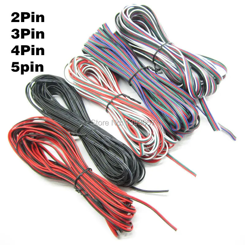 

20meter 18AWG 20AWG 22AWG Electric Extension Wire Cable 2Pin 3Pin 4Pin 5Pin For Single Color RGB RGBW LED Strip Connecting