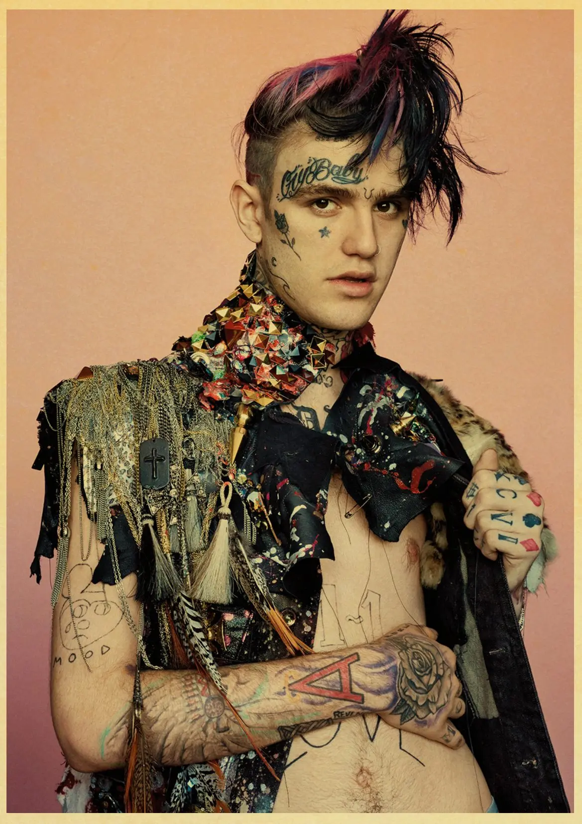 Lil Peep хип-хоп певица плакат Современная живопись настенные художественные картины стена спальни, декоративный плакат