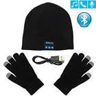 Bluetooth-наушники, зимняя шапка, Теплая Шапка-бини, музыкальная шапка с перчатками, беспроводные Bluetooth-наушники, динамик с микрофоном, спортивная шапка, гарнитура