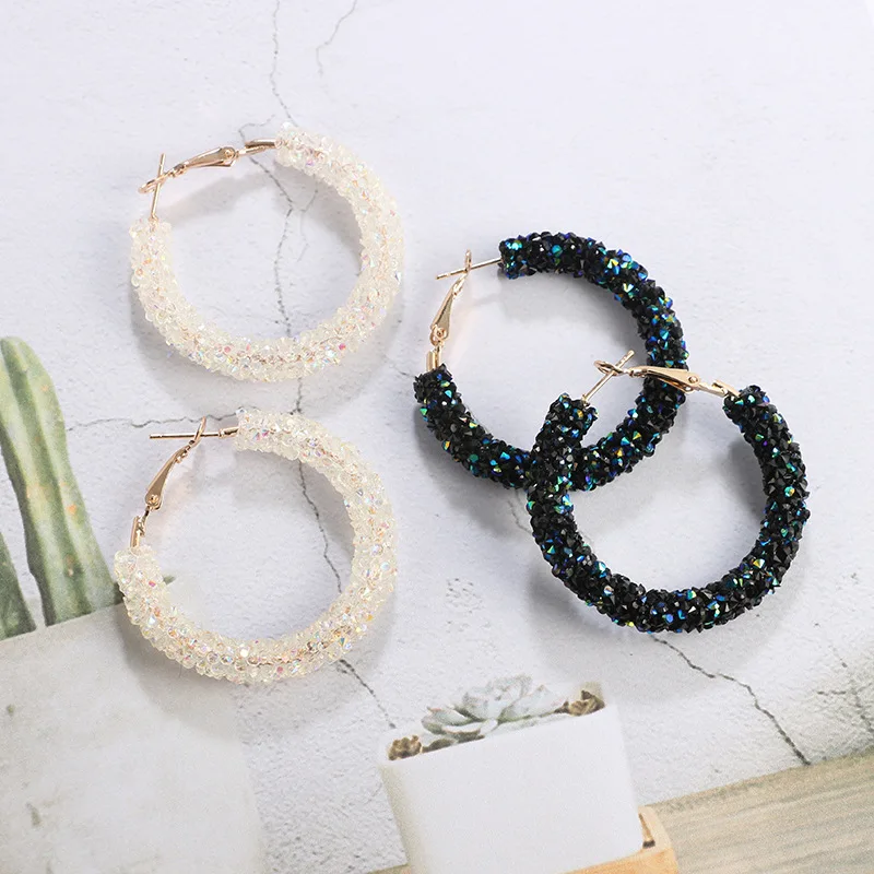 Серьги-кольца женские с кристаллами трендовые Винтажные Украшения в индийском