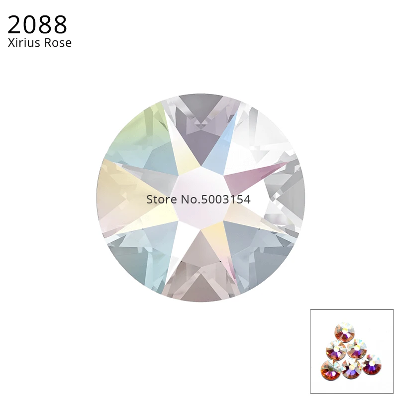 Crystal 001 AB F 24 шт.) Оригинальные кристаллы от Swarovski 2058 XILION 2088 XIRIUS Rose без горячей фиксации стразы с плоской задней частью для украшения ногтей - Цвет: Crystal 001 AB F