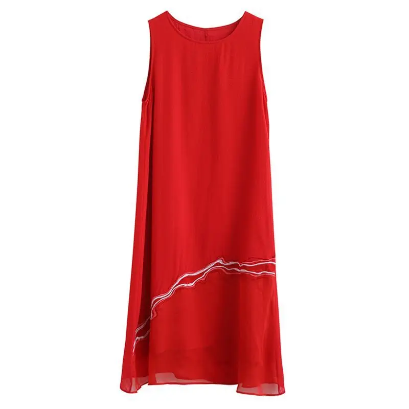 NYFS 2021 Korea New Summer dress Hem embroidery Woman Dress Loose Long Vestidos Robe Large size sleeveless Vest Dresses | Женская одежда
