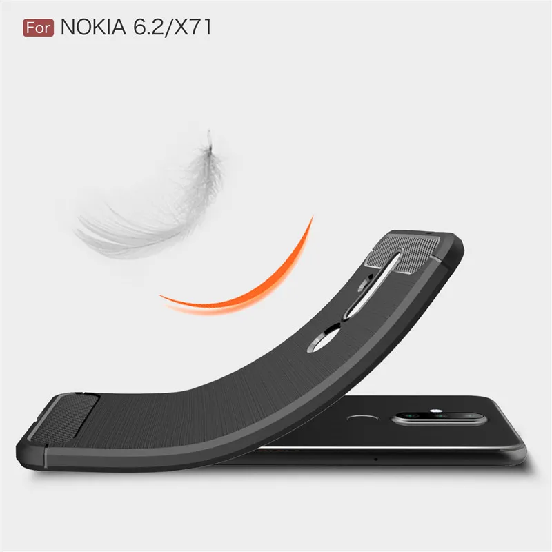 Для Nokia X71 чехол 6 2 противоударный матовый мягкий бампер из углеродного волокна