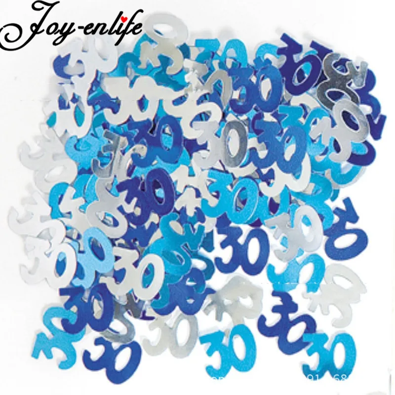 1 пакет Голубая металлическая вспышка Свадебное счастливое день рождения праздничное число конфетти декор стола Событие дня рождения и вечеринки.