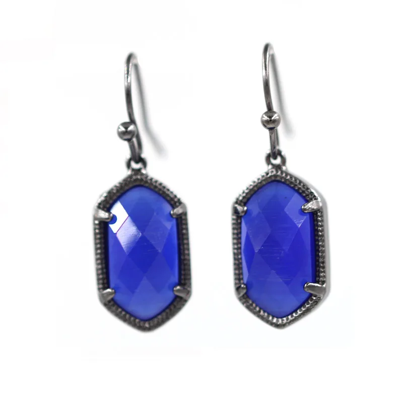 Black Blue Earrings Новинка, черное маленькое овальное ожерелье с подвеской в виде кошачьих глаз, лучшее качество, милое овальное ожерелье с подвеской, женская мода - Окраска металла: Black Blue Earrings