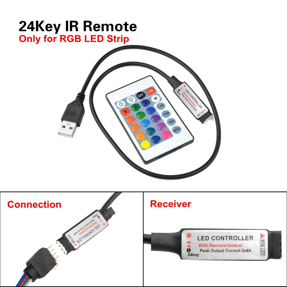 RGB фонарь с USB-пультом ДУ 1 м 2 3 4 5 |